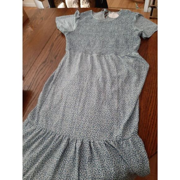 New 2XL Pogtmm Floral Boho Maxi Dress Smocked Flowing Blue White Summer Dress - Picture 6 of 9